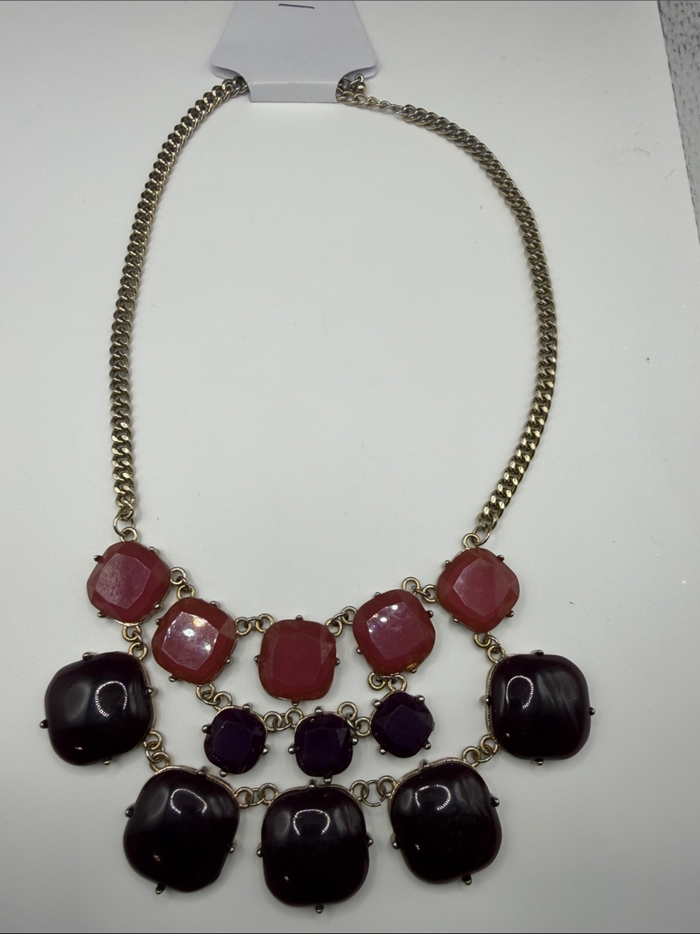 Statement Pink and Dark Purple Bib Necklace - Women Jewelry